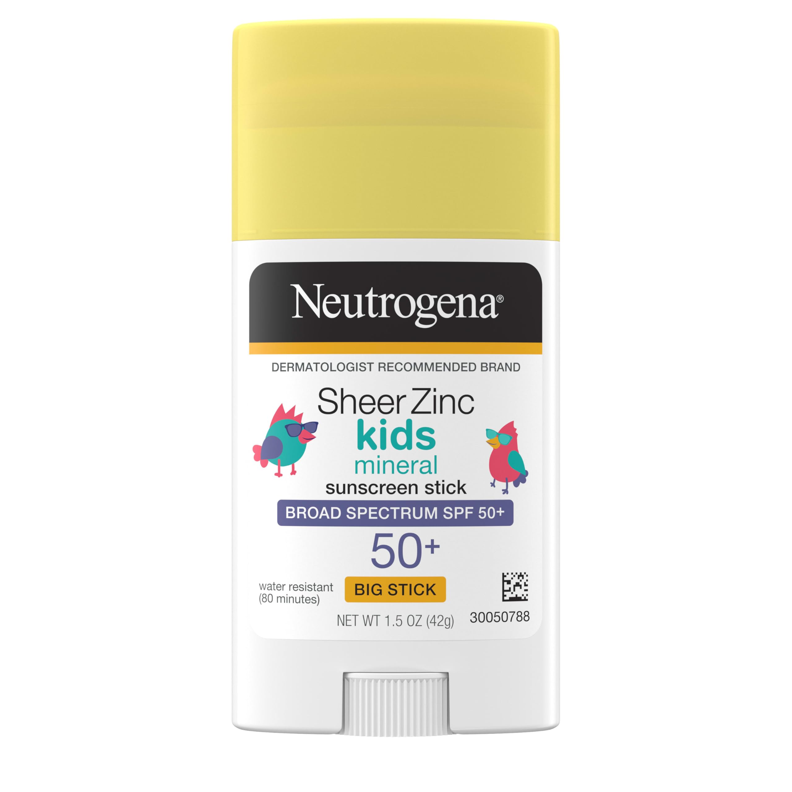Neutrogena Barra de Zinc para niños, frente, protección sin residuo.