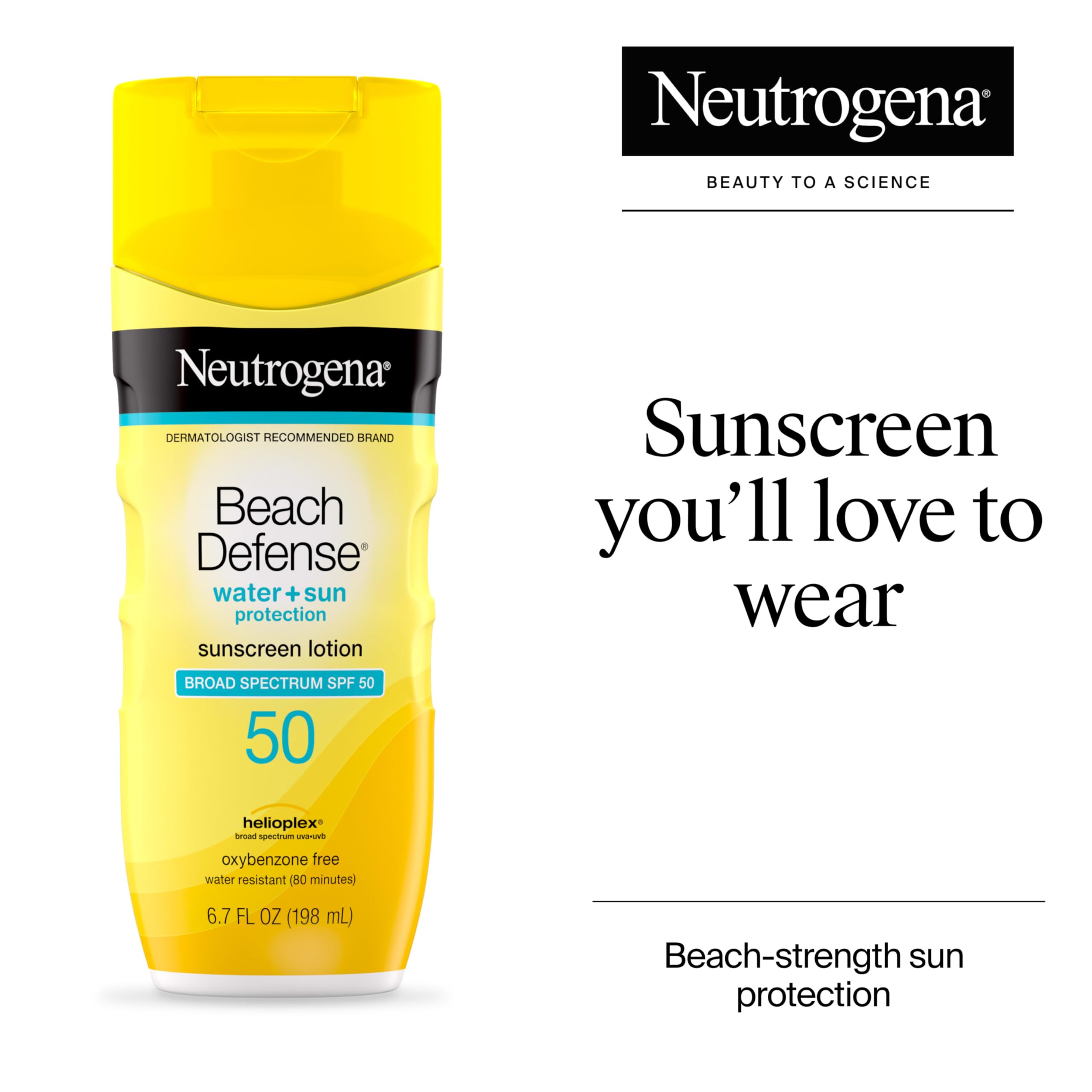 Aplicación suave de Neutrogena Beach Defense en cara y cuerpo para días de playa