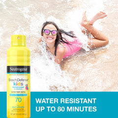 Neutrogena Beach Defense Kids sunscreen being applied for sun protection.