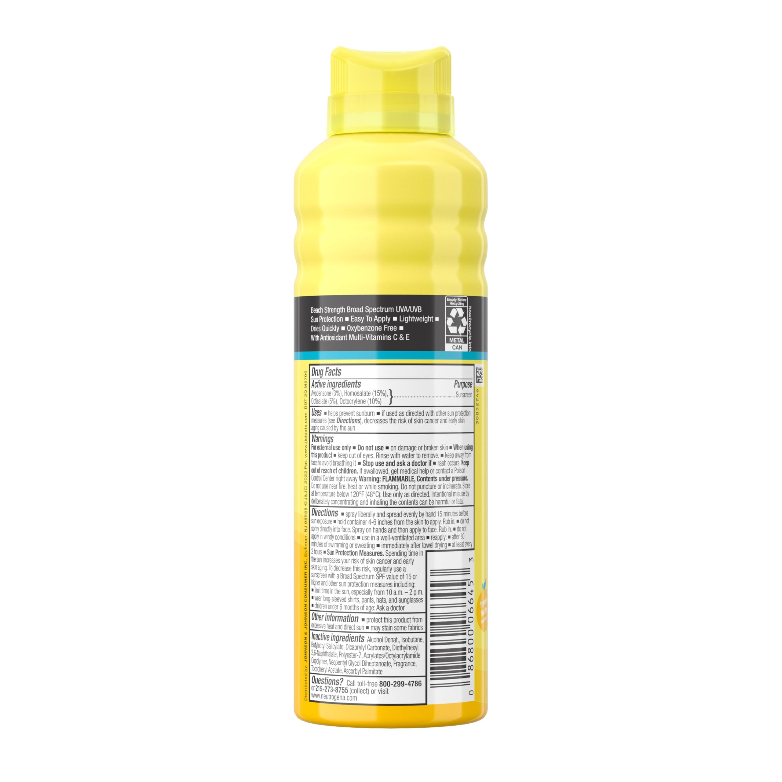 Neutrogena Beach Defense Kids sunscreen label shows reef-safe, oxybenzone-free protection.