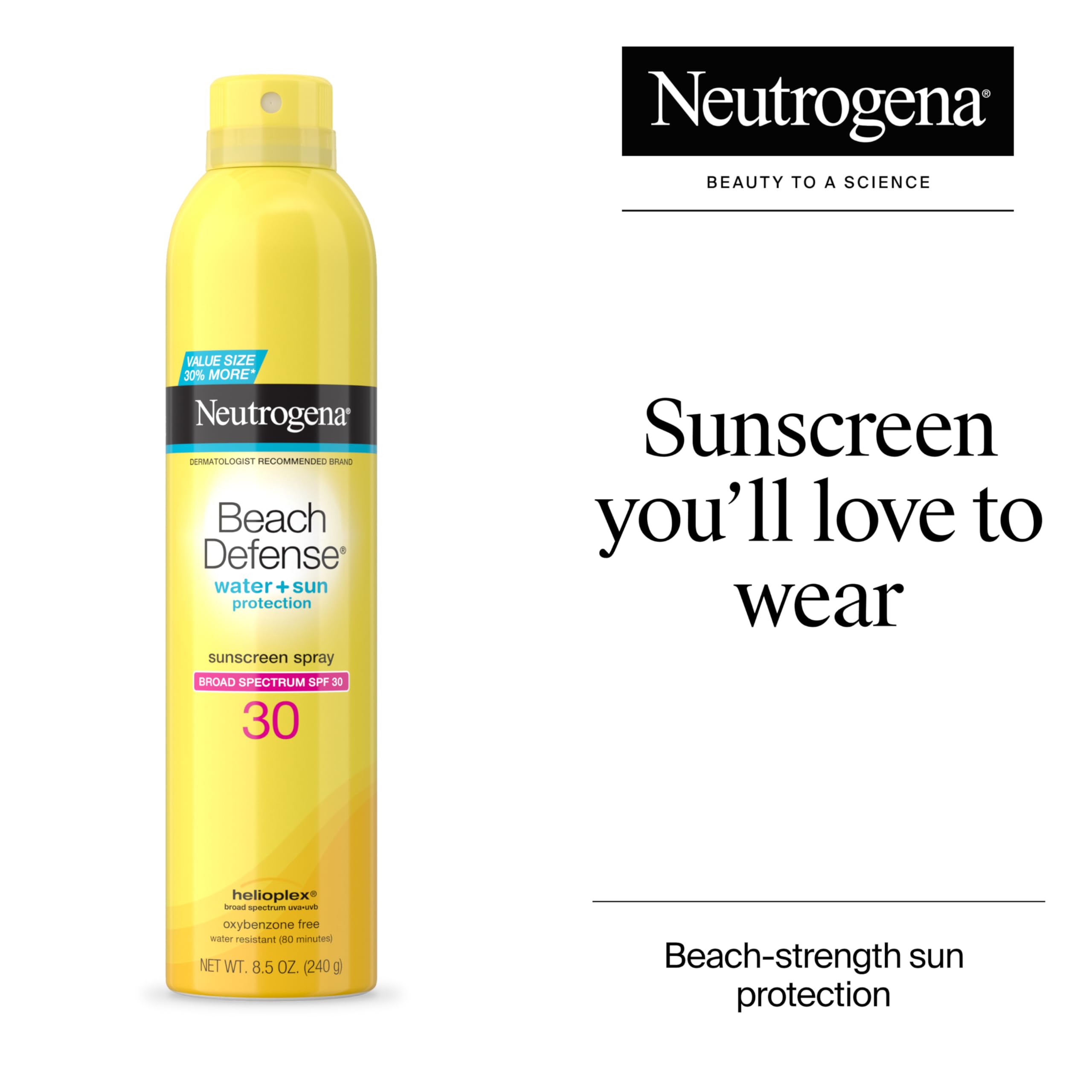 Aplicación rápida con spray de Neutrogena Beach Defense para playa