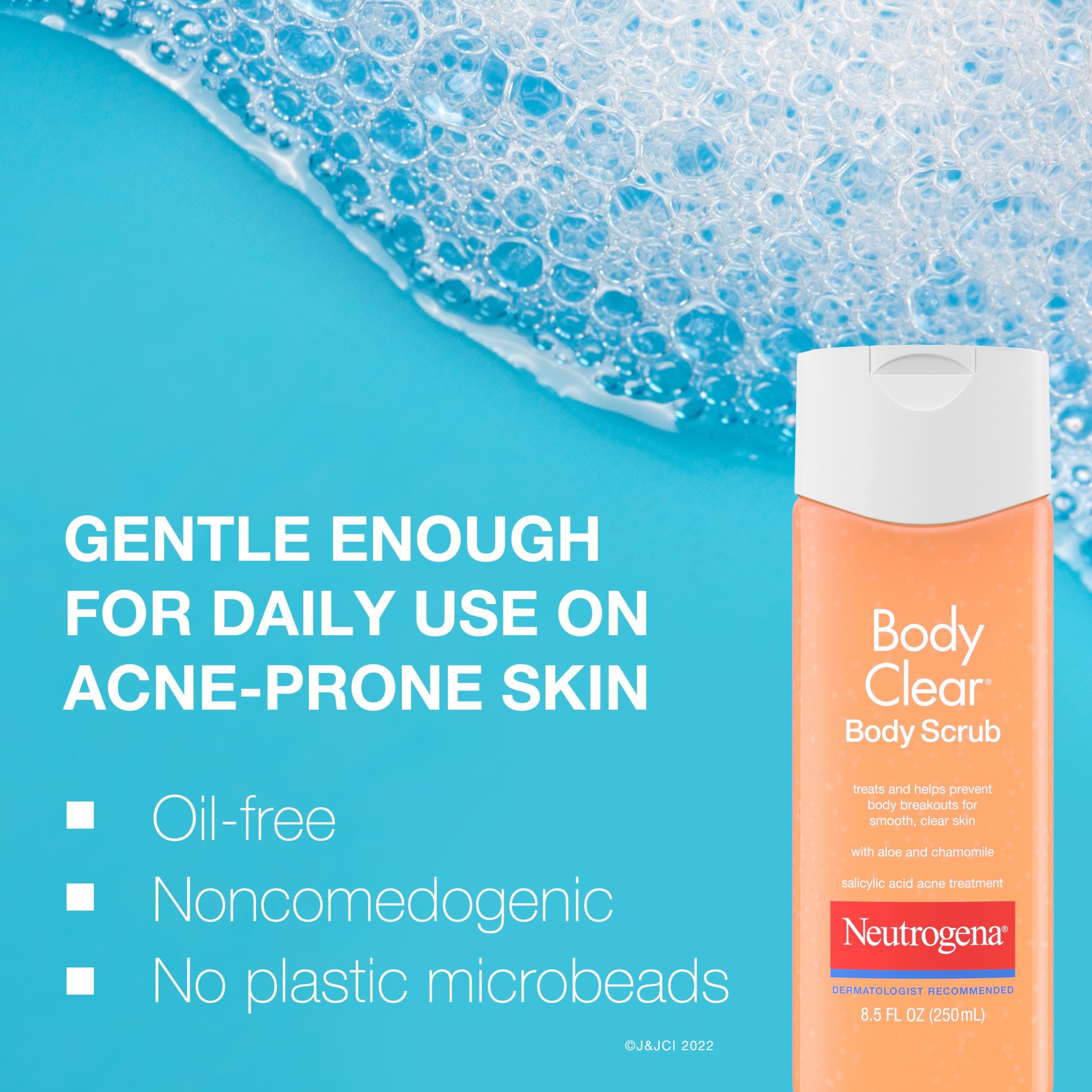 Neutrogena back-area focus demonstrates targeted acne care during wash.