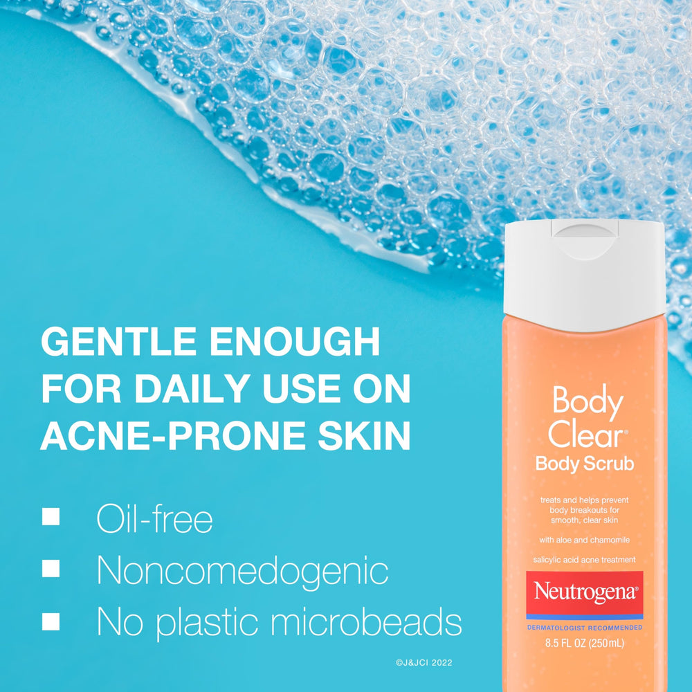 Neutrogena back-area focus demonstrates targeted acne care during wash.