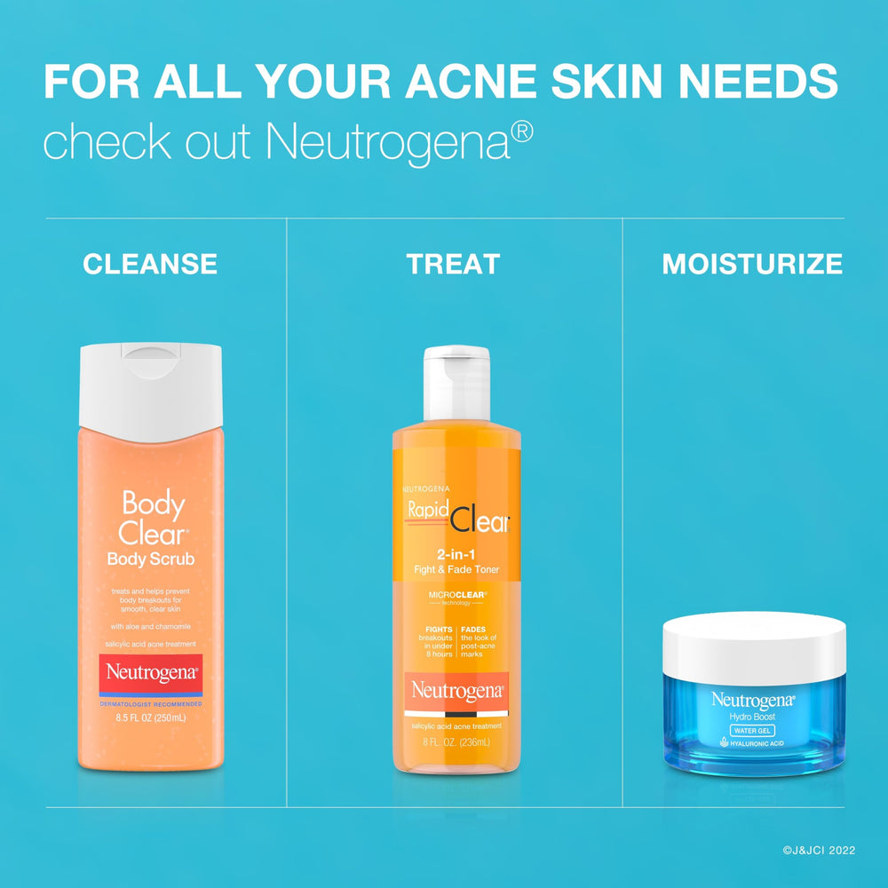 Neutrogena chest-area focus shows cleaner-looking chest after cleansing.