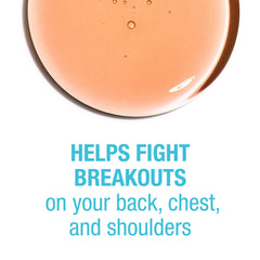 Neutrogena Body Clear chest shot highlights 2% salicylic acid for targeted cleaning.
