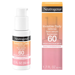 Neutrogena botella de protección diaria FPS60, acabado ligero sin residuo blanco.