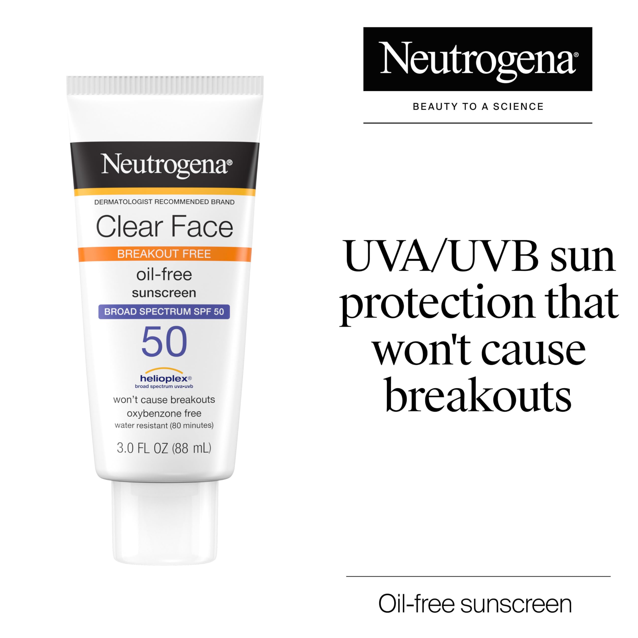 Protector solar Neutrogena Clear Face, textura mate ligera para piel propensa al acné.