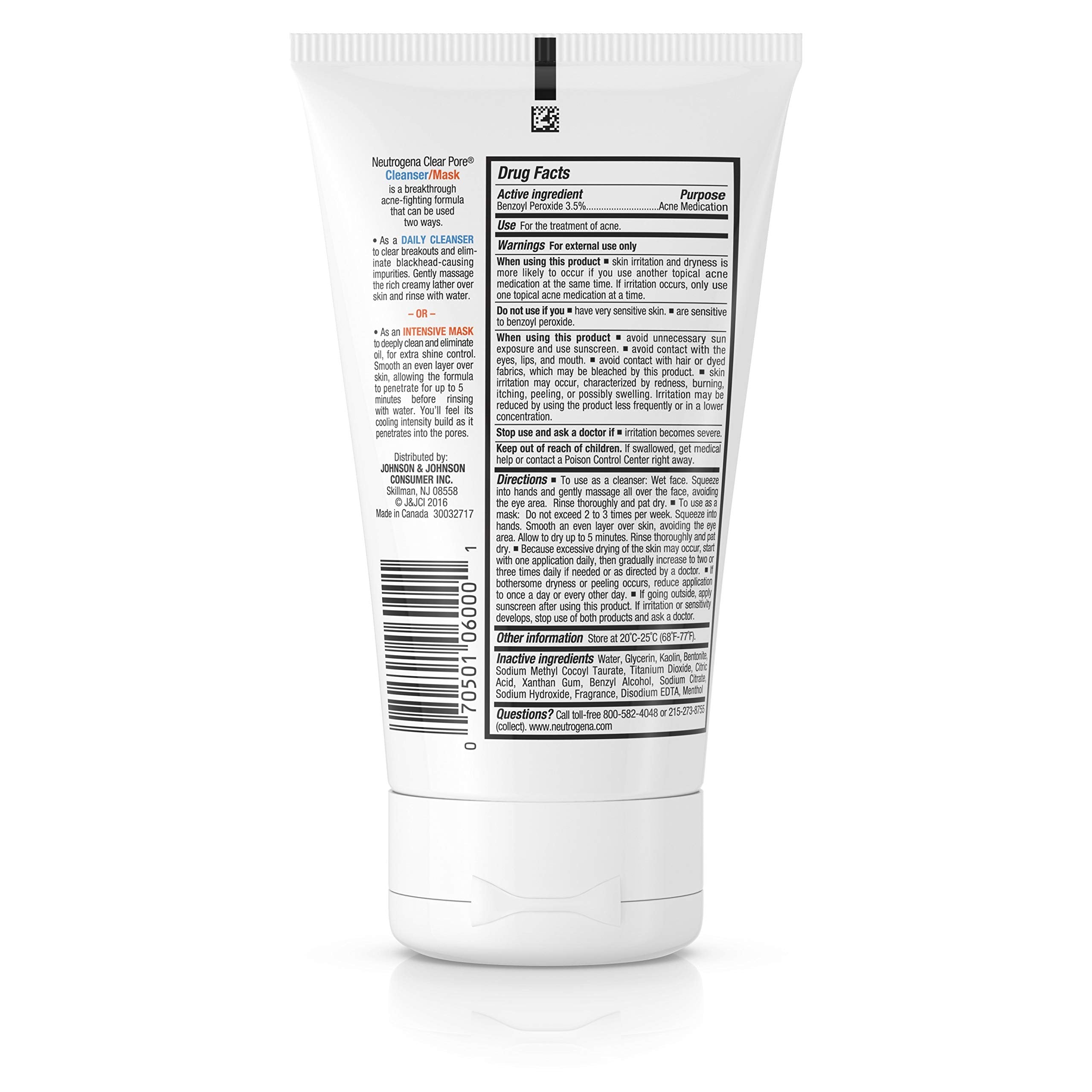 Neutrogena Clear Pore: aplicación de mascarilla para limpieza facial.