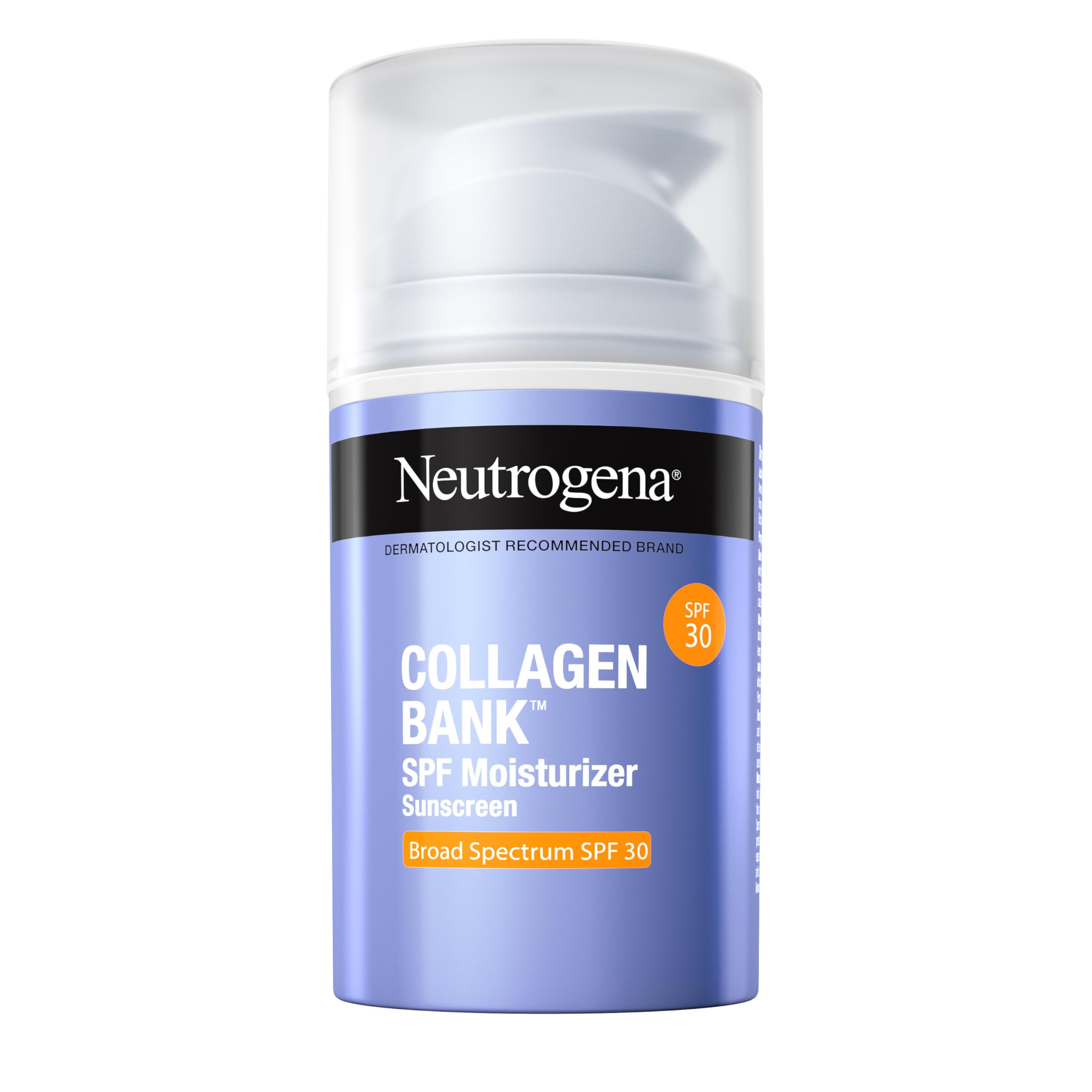 Neutrogena Collagen Bank SPF 30 moisturizer bottle with non-greasy finish.