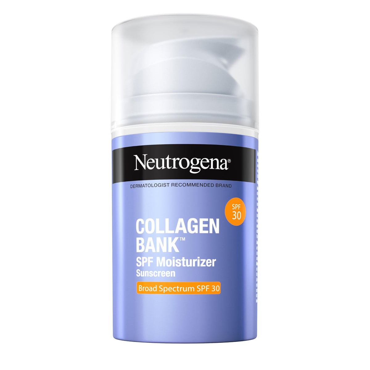 Neutrogena Collagen Bank SPF 30 moisturizer bottle with non-greasy finish.