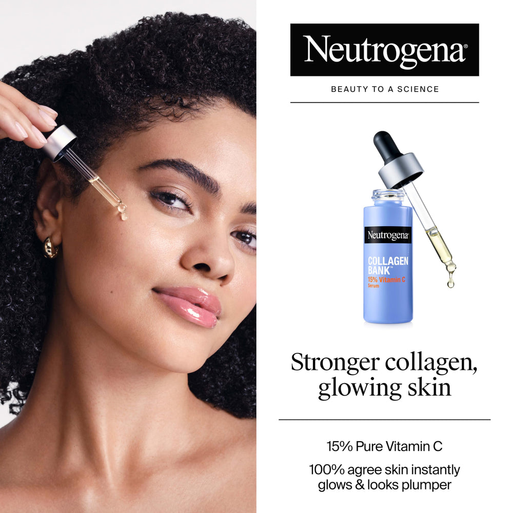 Detalle de la botella de Neutrogena Collagen Bank con alta vitamina C