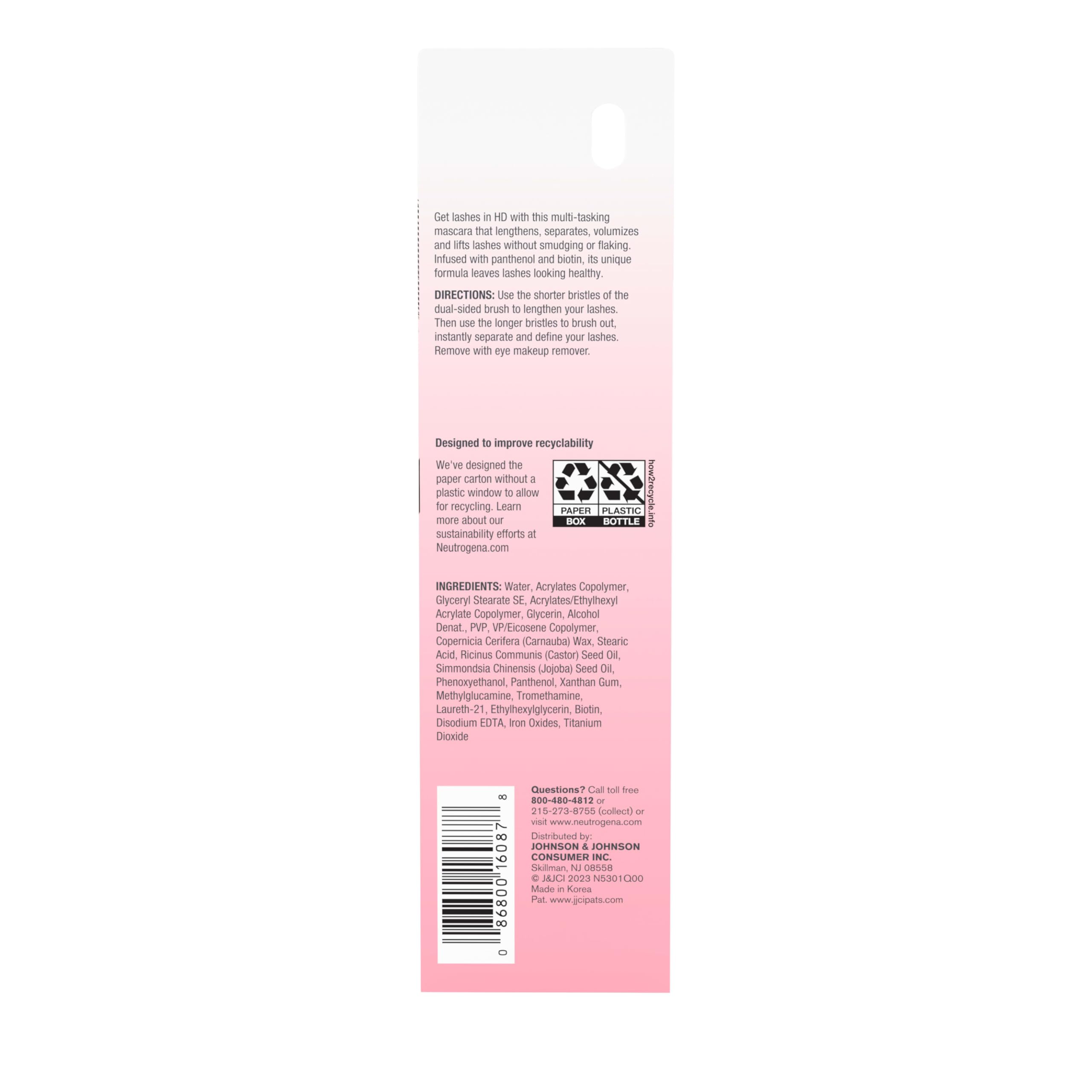 Neutrogena Mascara Definición Saludable, fórmula ligera que no se corre.