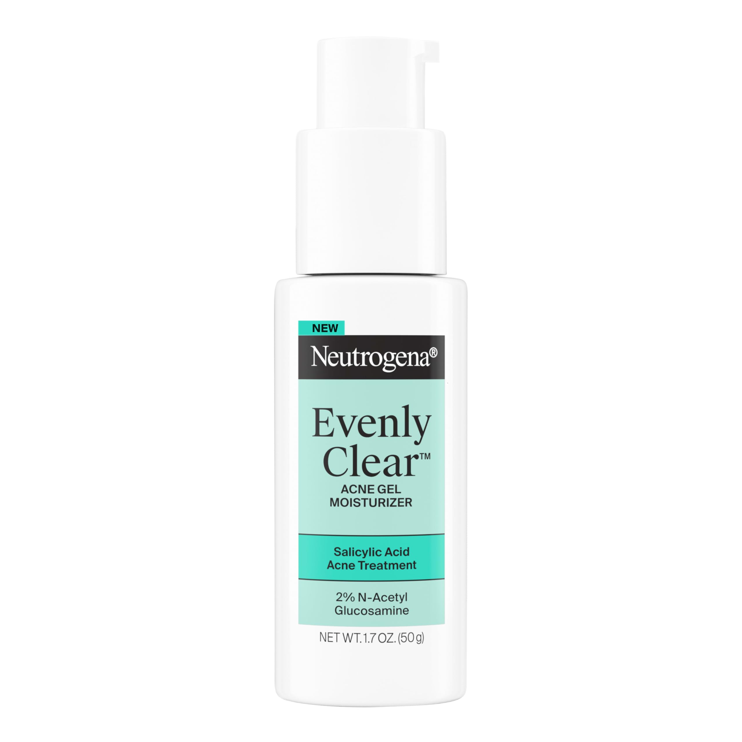 Neutrogena Evenly Clear gel en tubo para acné, hidratación suave sin grasa.