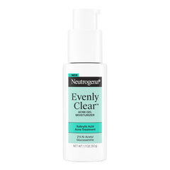 Neutrogena Evenly Clear gel en tubo para acné, hidratación suave sin grasa.