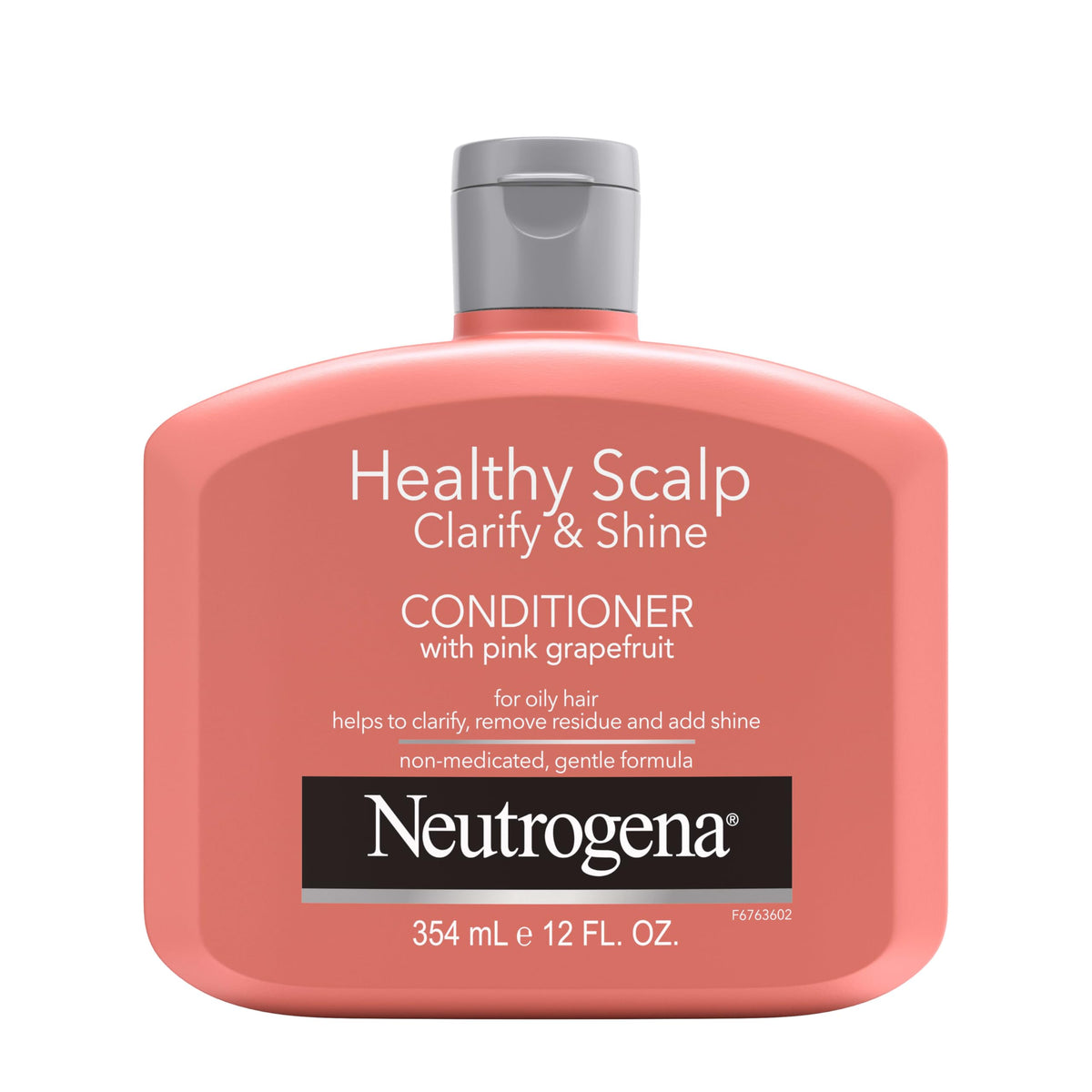 Neutrogena Exfoliating Healthy Scalp Clarify & Shine: botella en primer plano para cuero cabelludo limpio