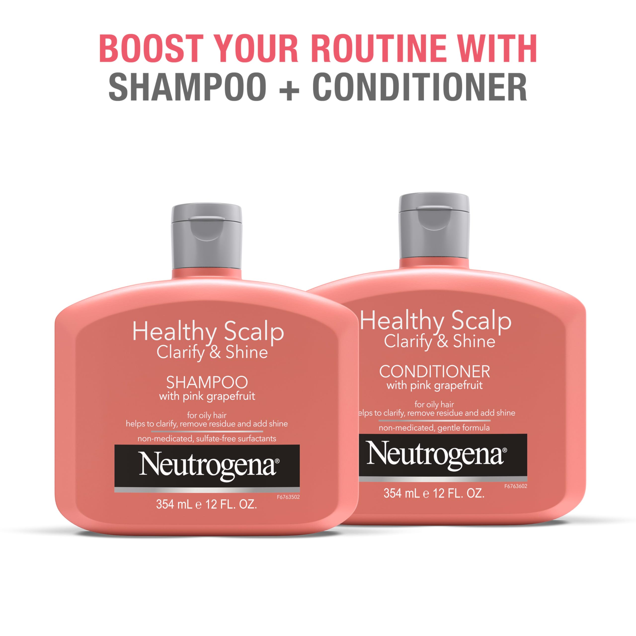 Neutrogena Exfoliating Healthy Scalp Clarify & Shine: detalle de ingredientes suaves para el cuero cabelludo