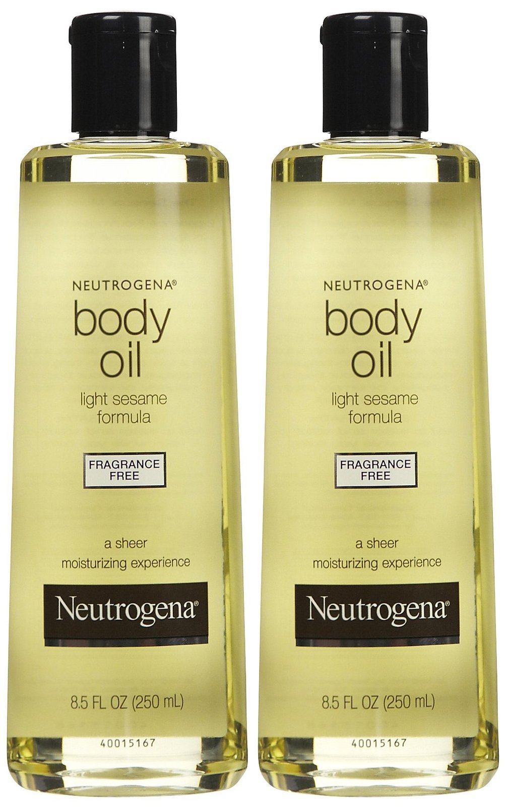 Neutrogena fragrance-free body oil bottle offers lightweight hydration for sensitive skin.