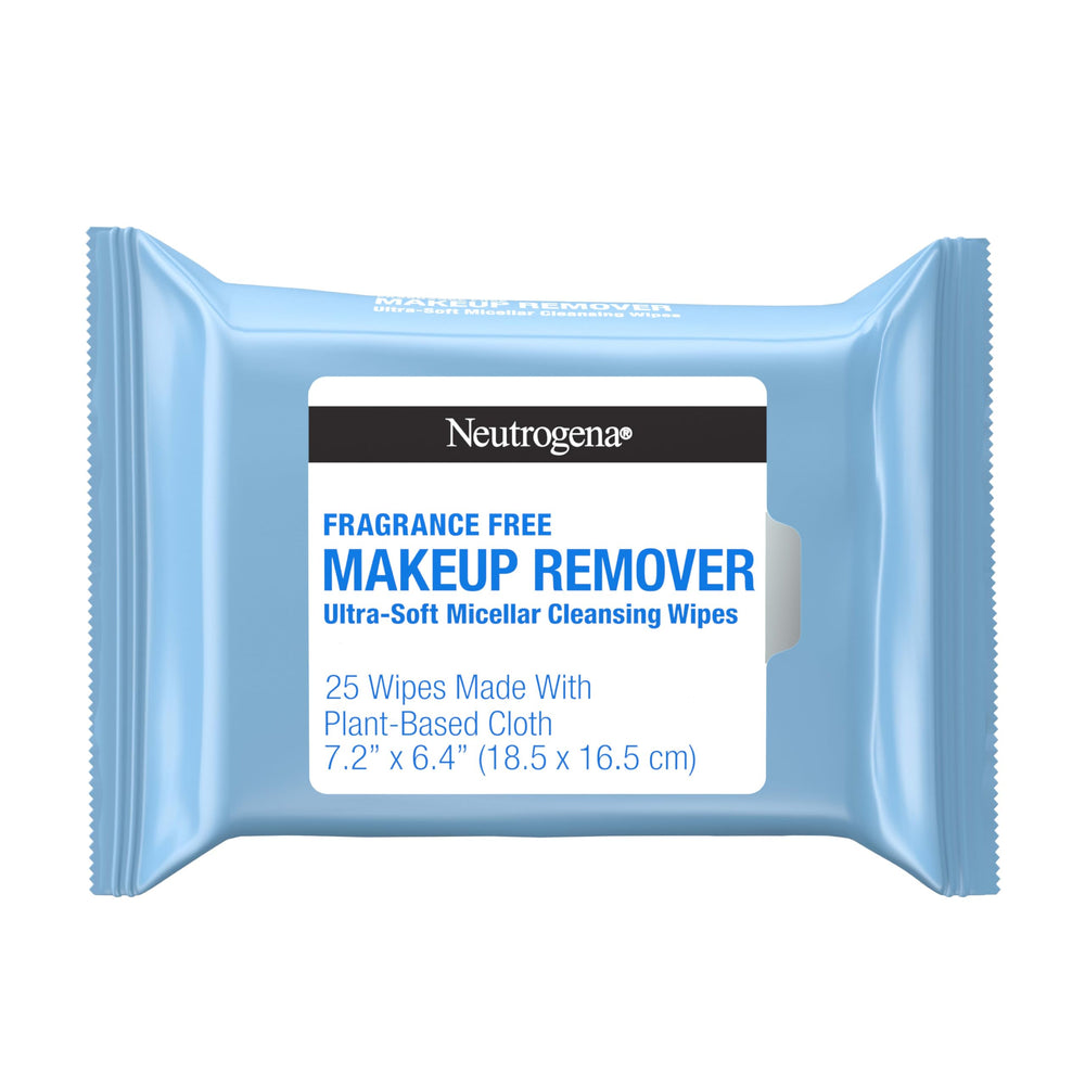 Neutrogena fragrance-free wipes pack front for fragrance-free cleansing on the go.