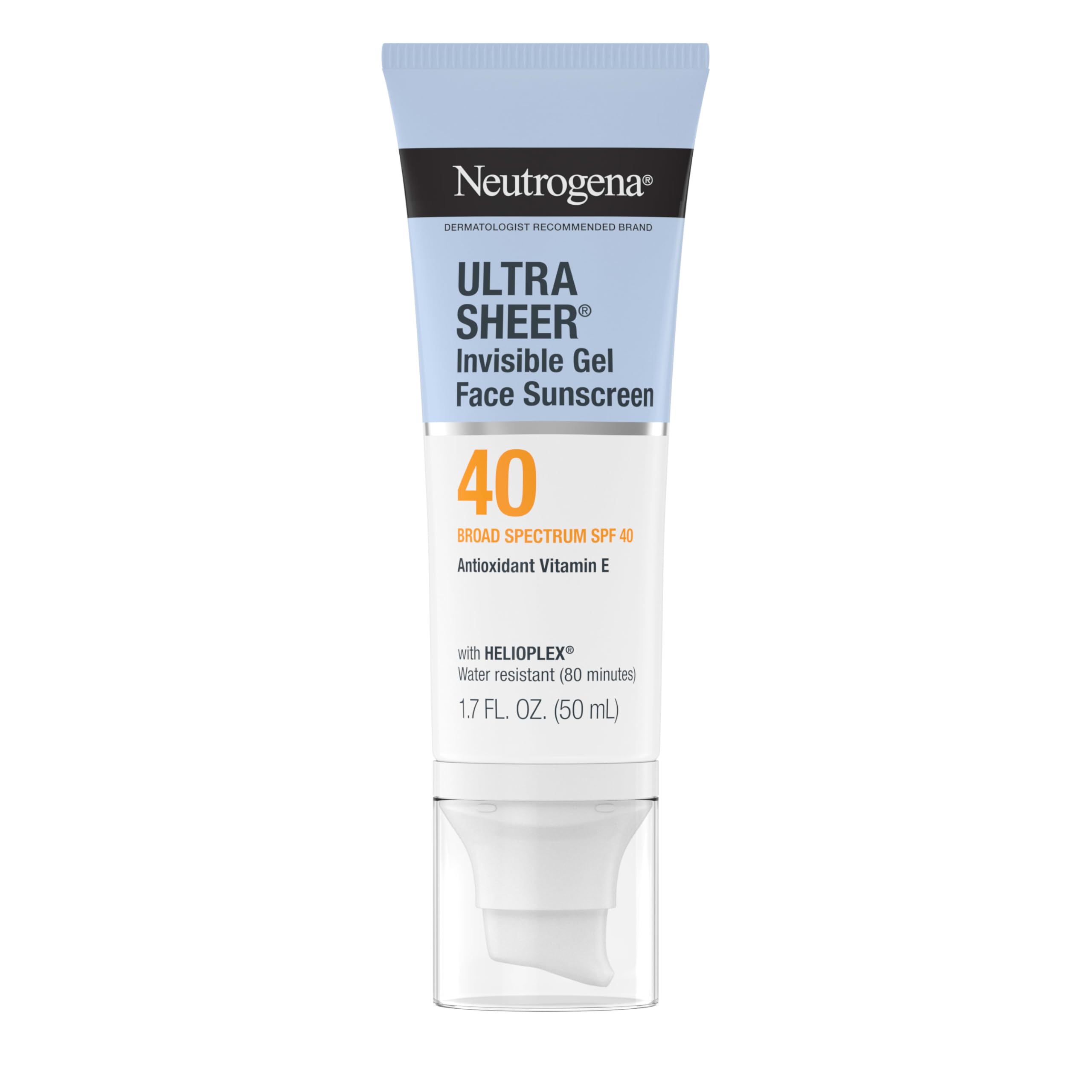 Neutrogena gel claro con proteccion solar SPF 40, textura ligera y absorción rápida