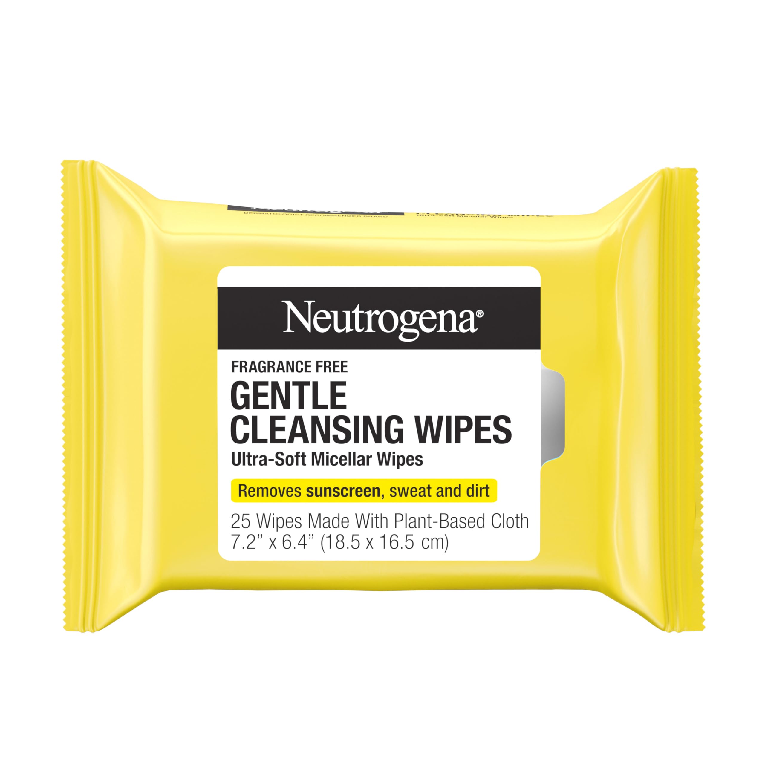 Neutrogena Gentle Facial Cleansing Wipes pack shown as a resealable container for on-the-go cleansing.