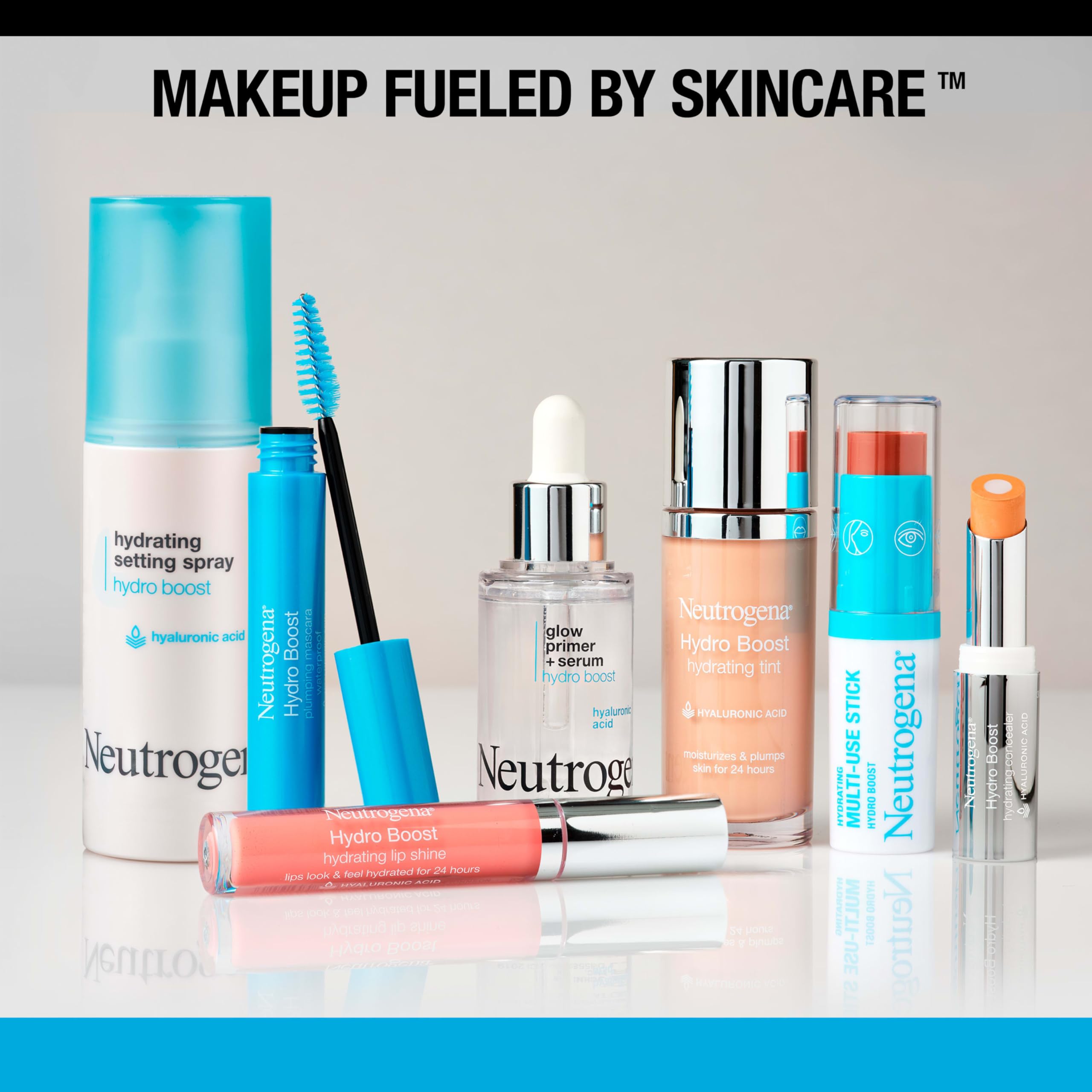 Neutrogena Hydro Boost aplicación a 12-14 pulgadas tras maquillaje