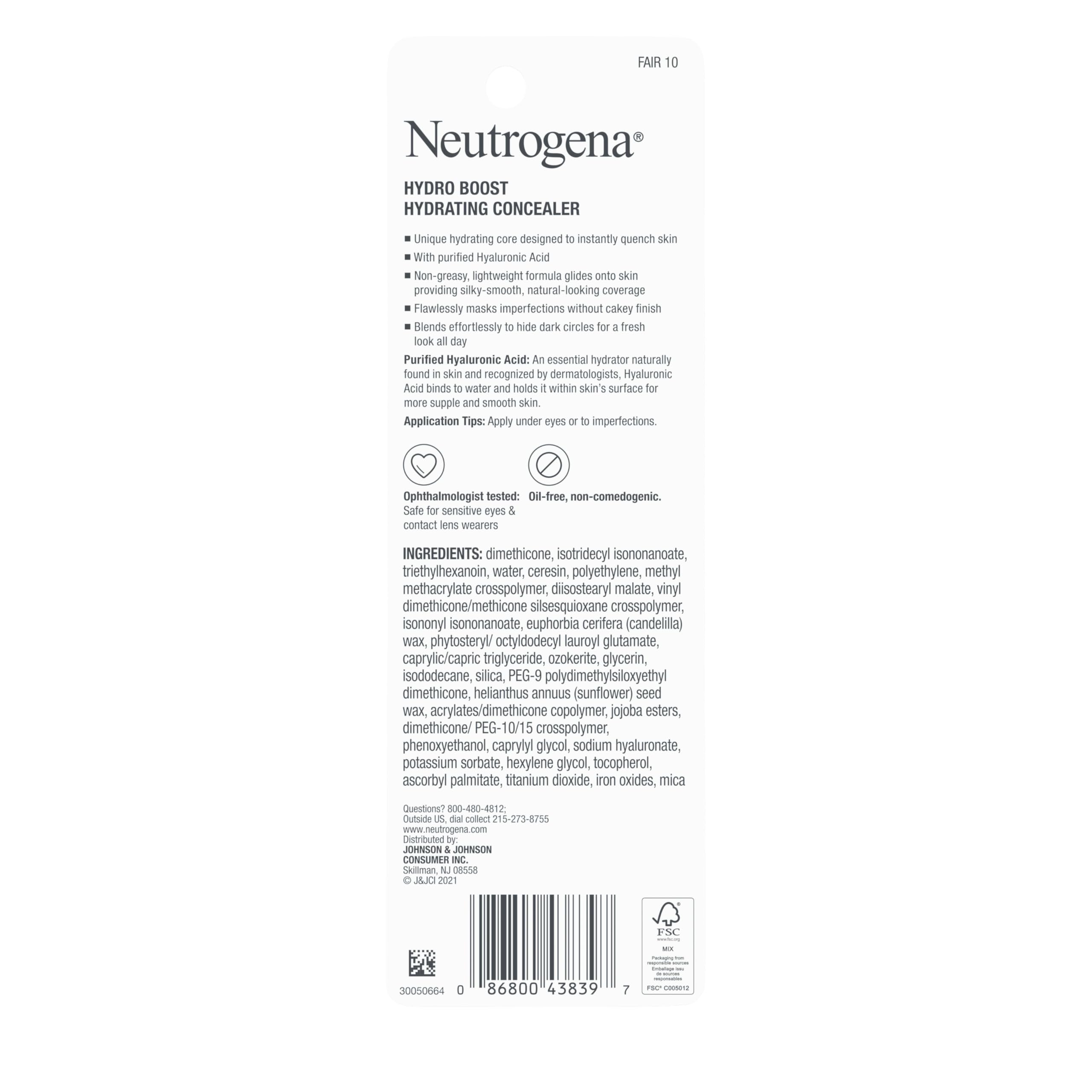Neutrogena Hydro Boost barra de cobertura natural sin peso.