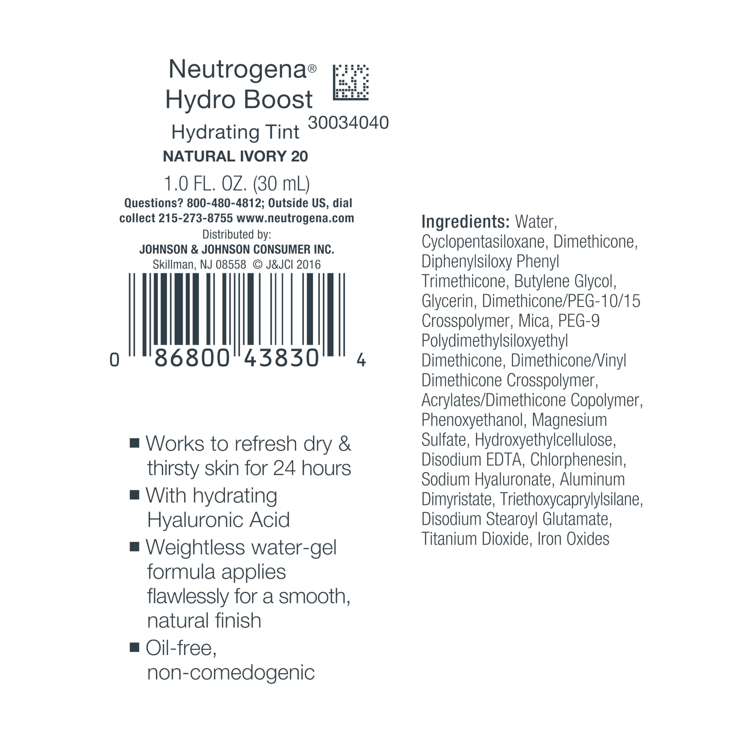 Neutrogena Hydro Boost: cobertura sutil para piel.