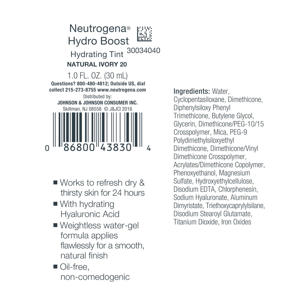 Neutrogena Hydro Boost: cobertura sutil para piel.