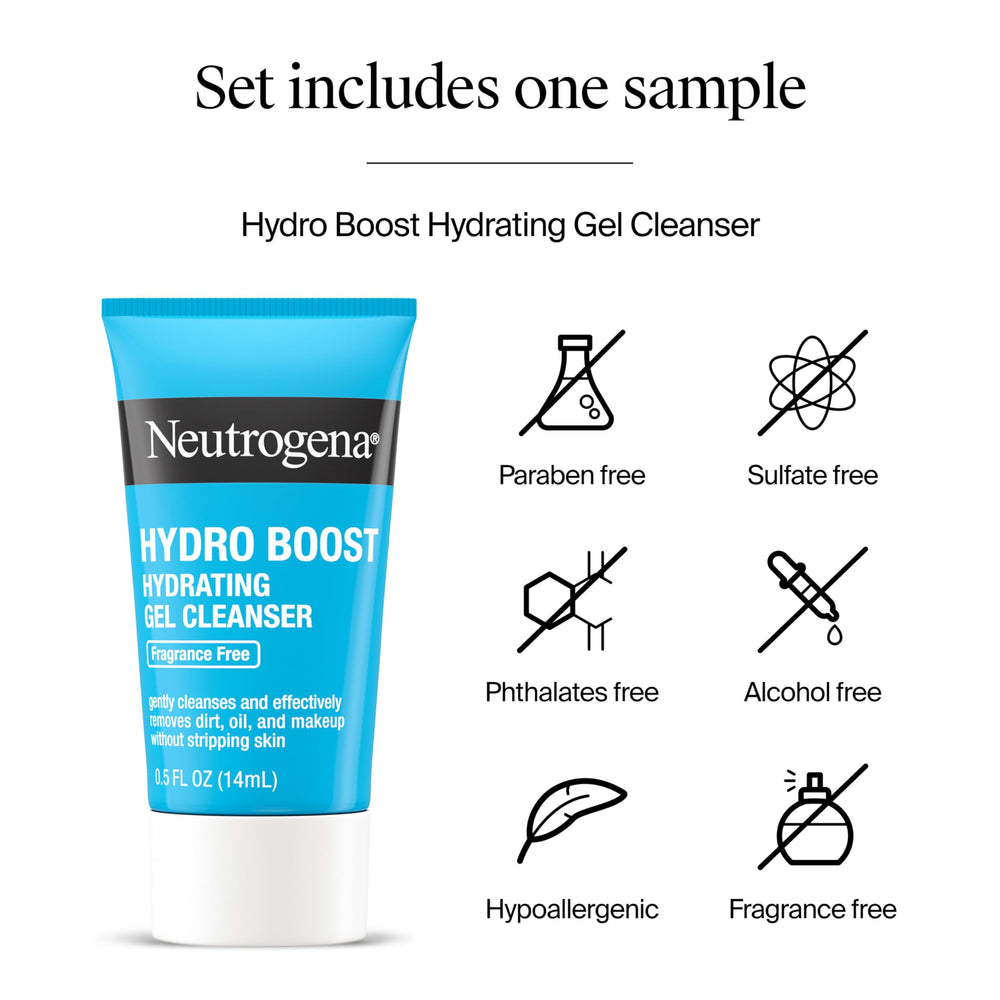 Recyclable glass jar of Neutrogena Hydro Boost water cream on a bathroom counter.