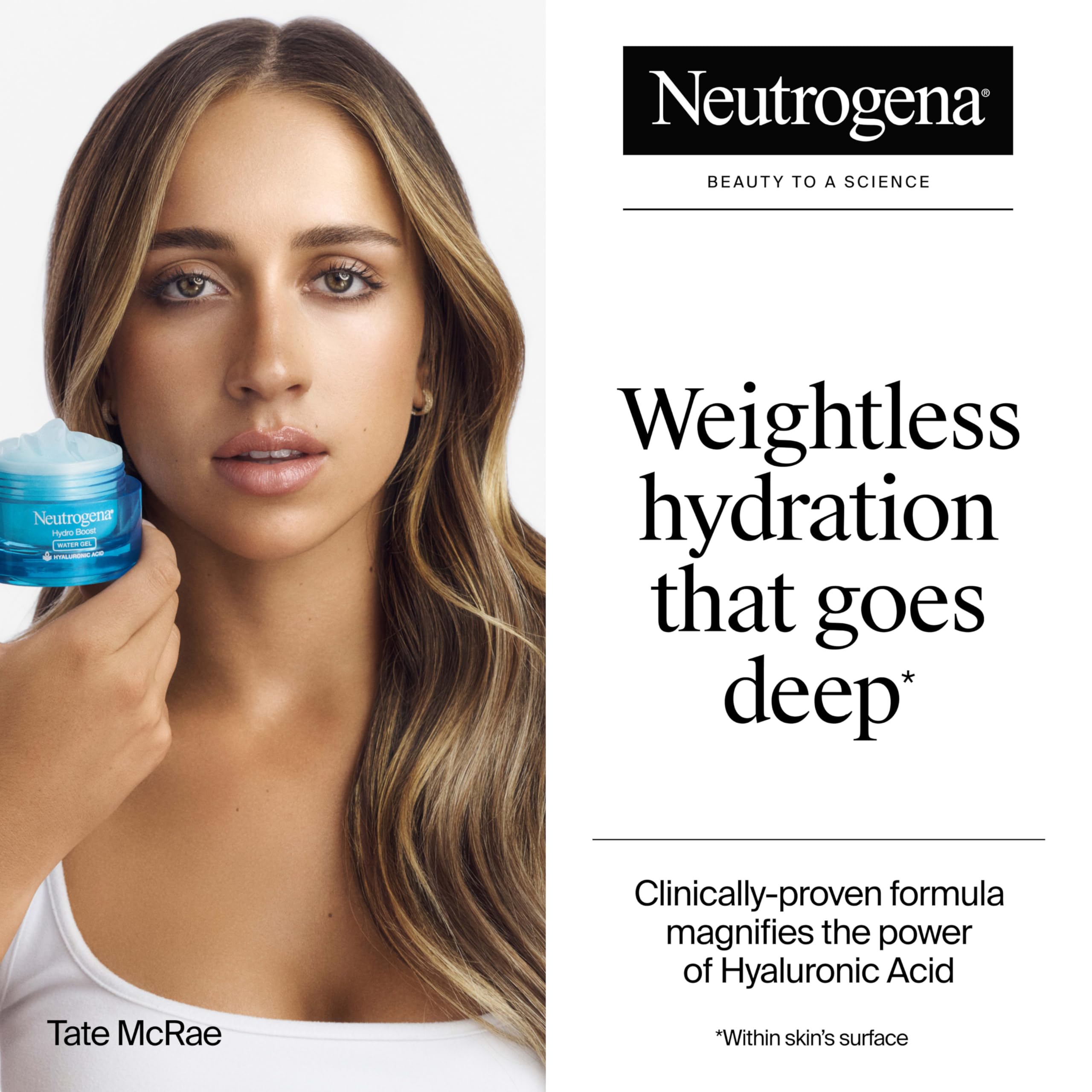 Neutrogena Hydro Boost hialurónico: ingrediente clave para retener agua.
