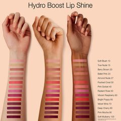 Neutrogena Hydro Boost Lip Gloss hyaluronic acid closeup emphasizes hydration and soft lips.