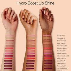 Neutrogena Hydro Boost Lip Gloss swatch on skin emphasizing moisture and color