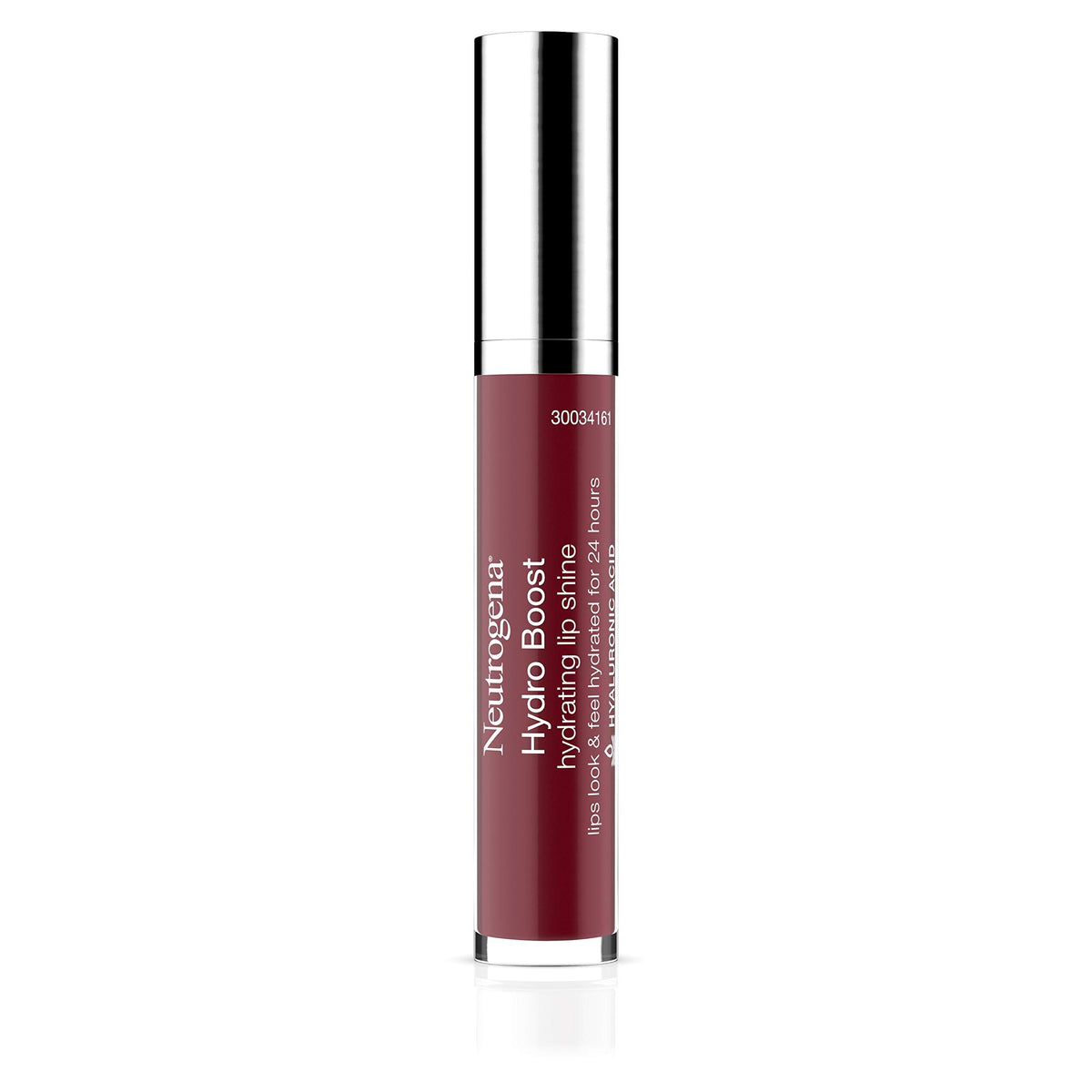 Neutrogena Hydro Boost Lip Gloss tube closeup highlights hydrated, glossy lips.