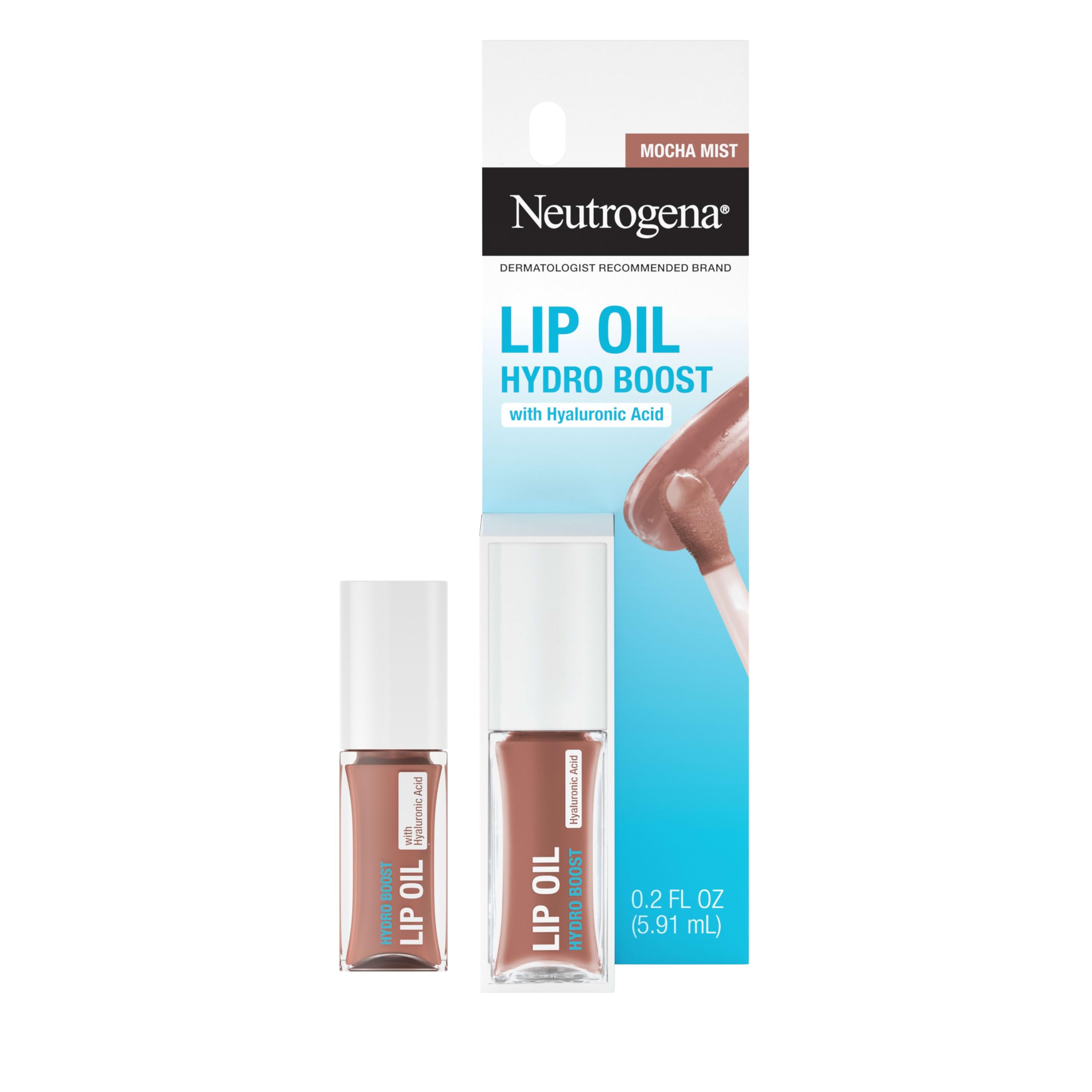 Neutrogena Hydro Boost Lip Oil applied on lips to demonstrate color.