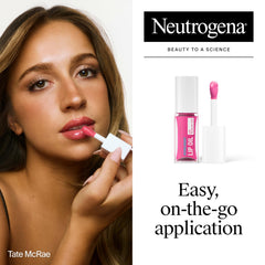 Lip oil texture close-up highlighting glossy, non-sticky finish