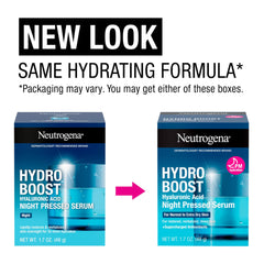 Neutrogena Hydro Boost Night Pressed Serum aplicación nocturna en rostro.
