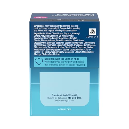 Neutrogena Hydro Boost Night Pressed Serum fórmula no comedogénica para piel.