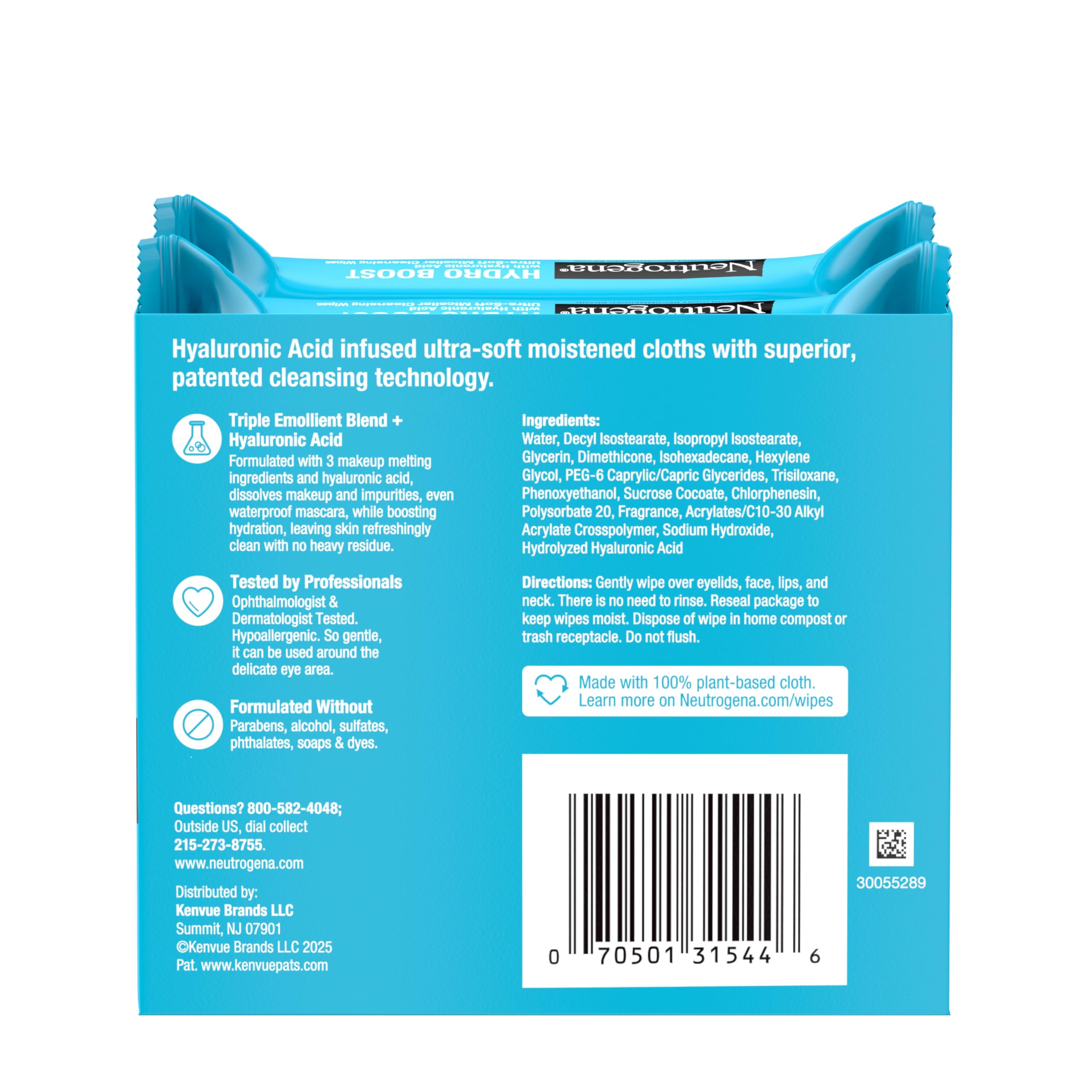 Neutrogena Hydro Boost: empaque práctico 2x25 toallitas