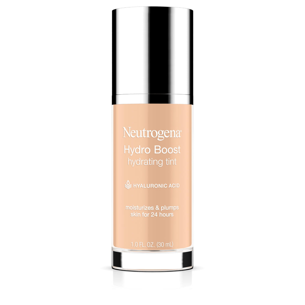 Neutrogena Hydro Boost Tint, bote del producto, hidratación suave para piel seca