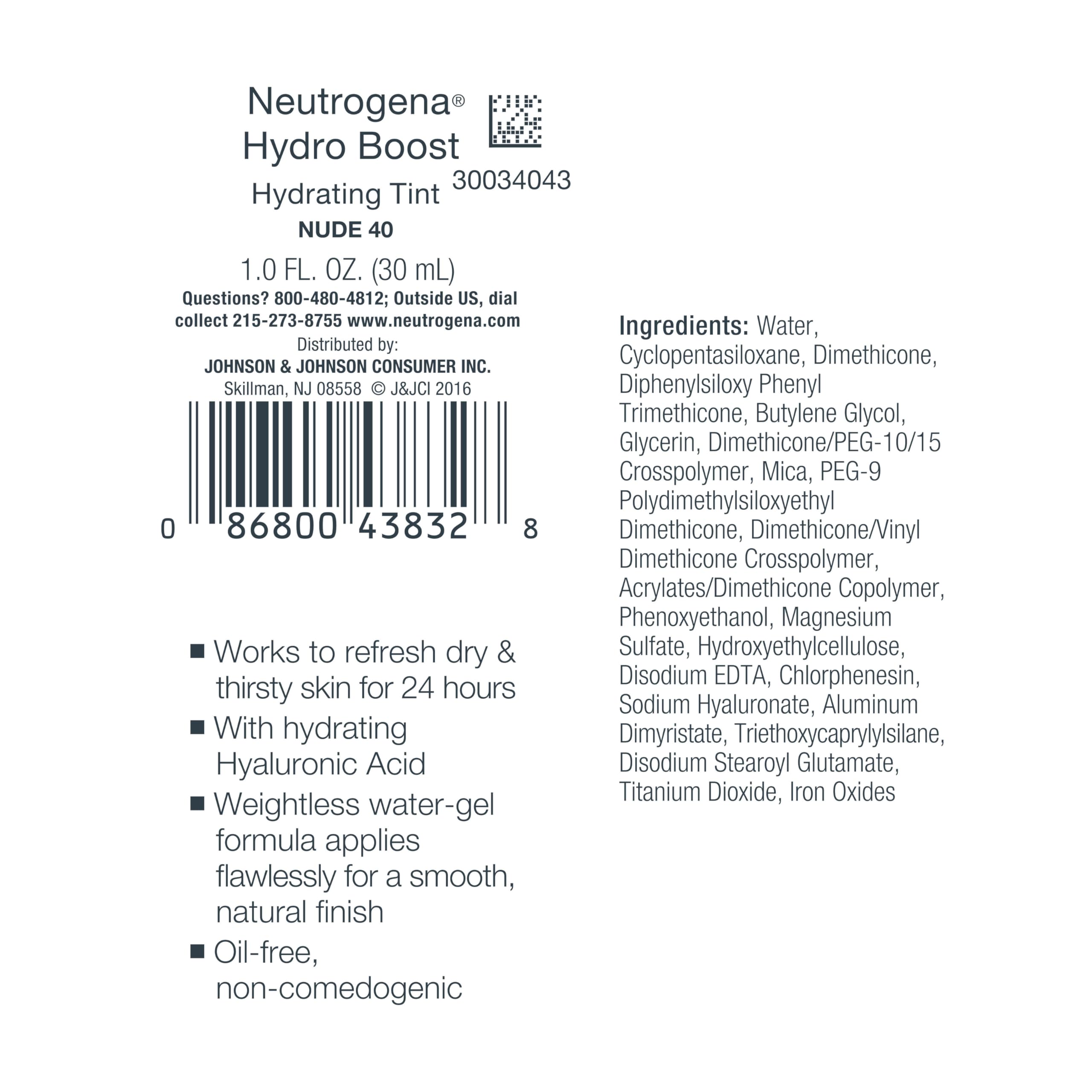 Tono nude 40 de Neutrogena Hydro Boost para acabado natural.