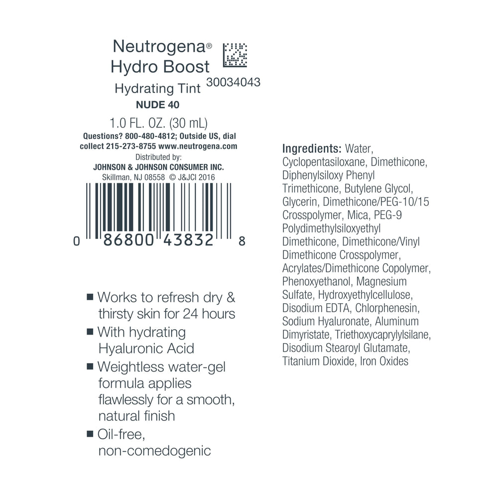 Tono nude 40 de Neutrogena Hydro Boost para acabado natural.