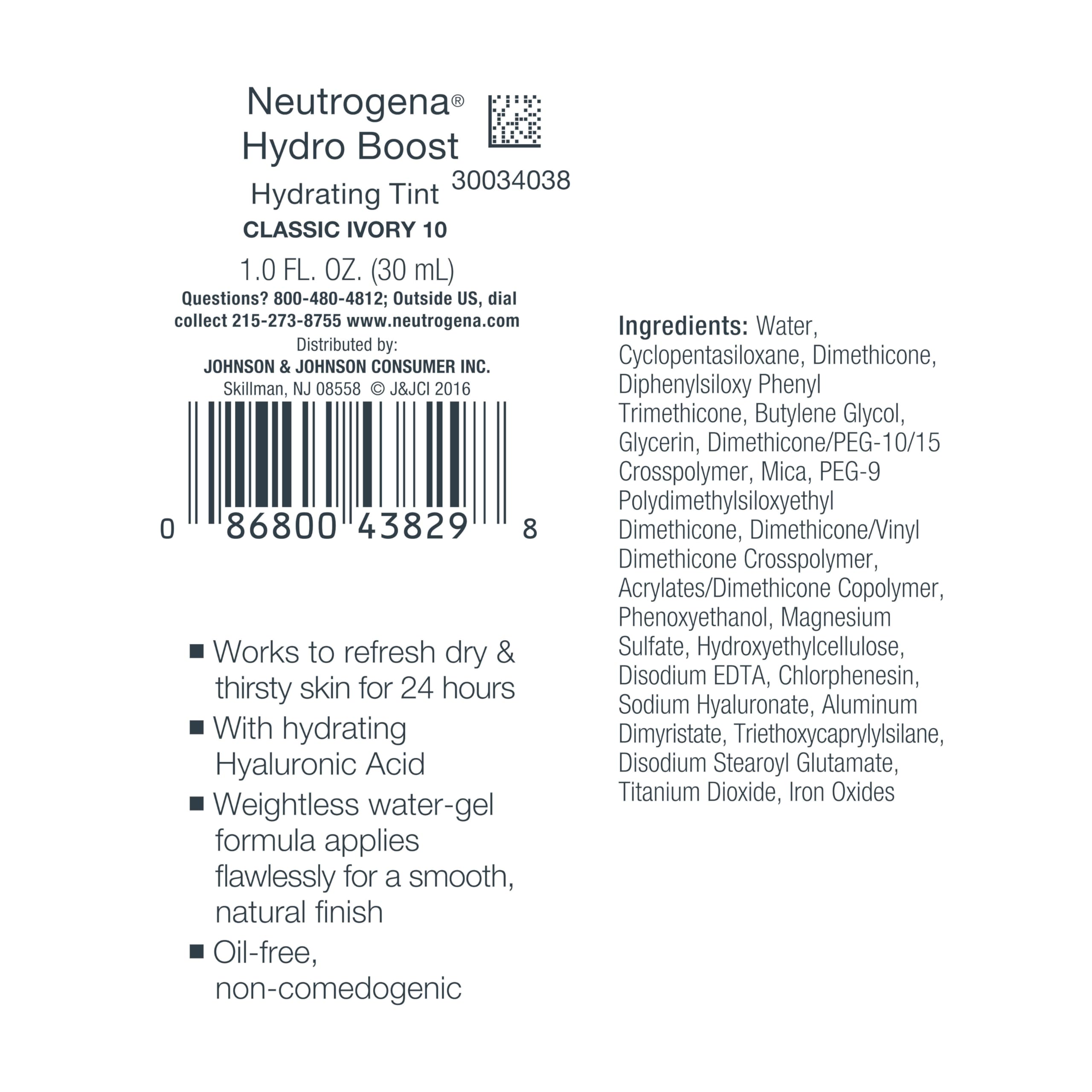 Poros sin obstrucciones con Neutrogena Hydro Boost Tint ligero