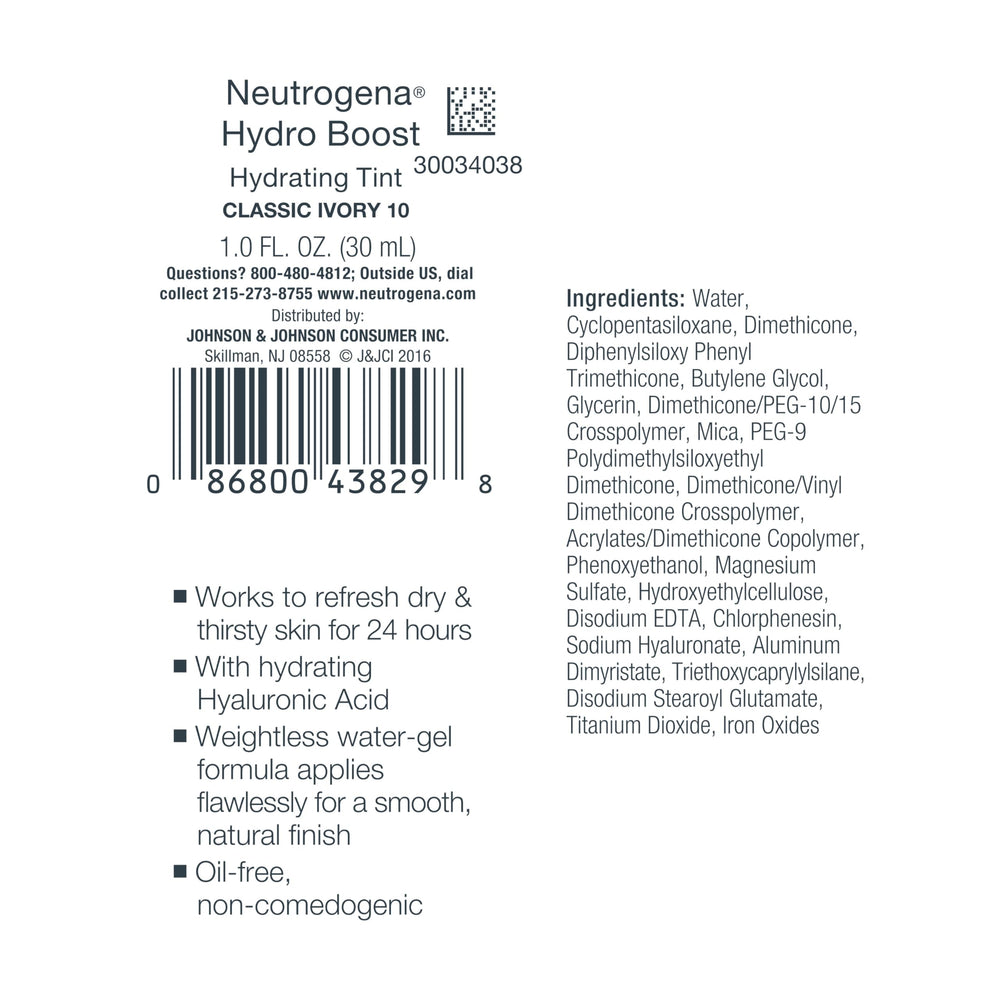 Poros sin obstrucciones con Neutrogena Hydro Boost Tint ligero