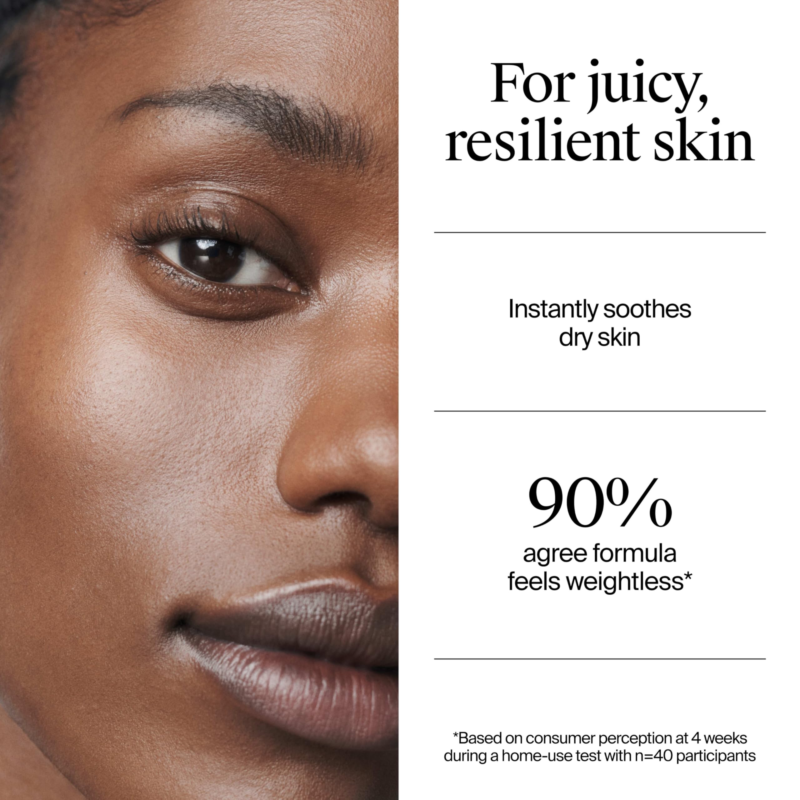 Closeup of Neutrogena Hydro Boost water cream texture showing a lightweight, dewy finish.