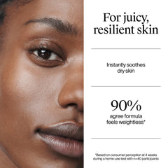 Closeup of Neutrogena Hydro Boost water cream texture showing a lightweight, dewy finish.