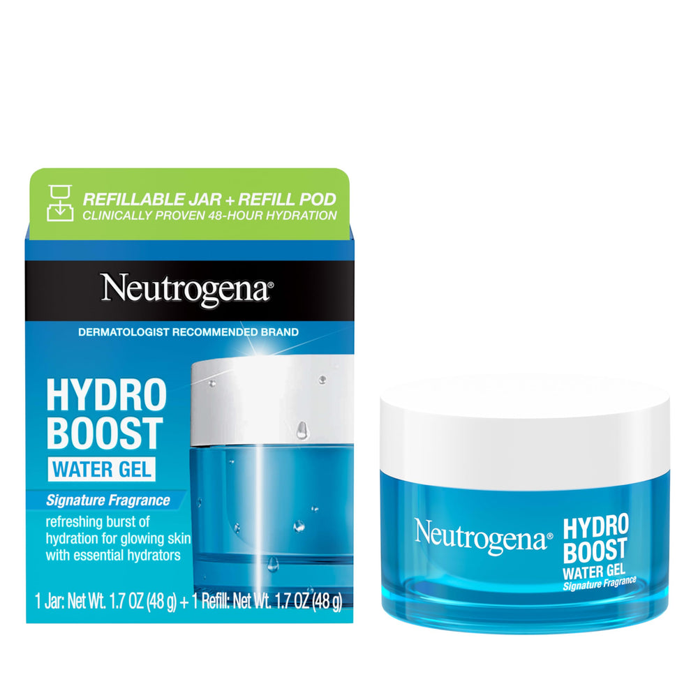 Neutrogena Hydro Boost Water Gel jar with refillable design for ongoing hydration