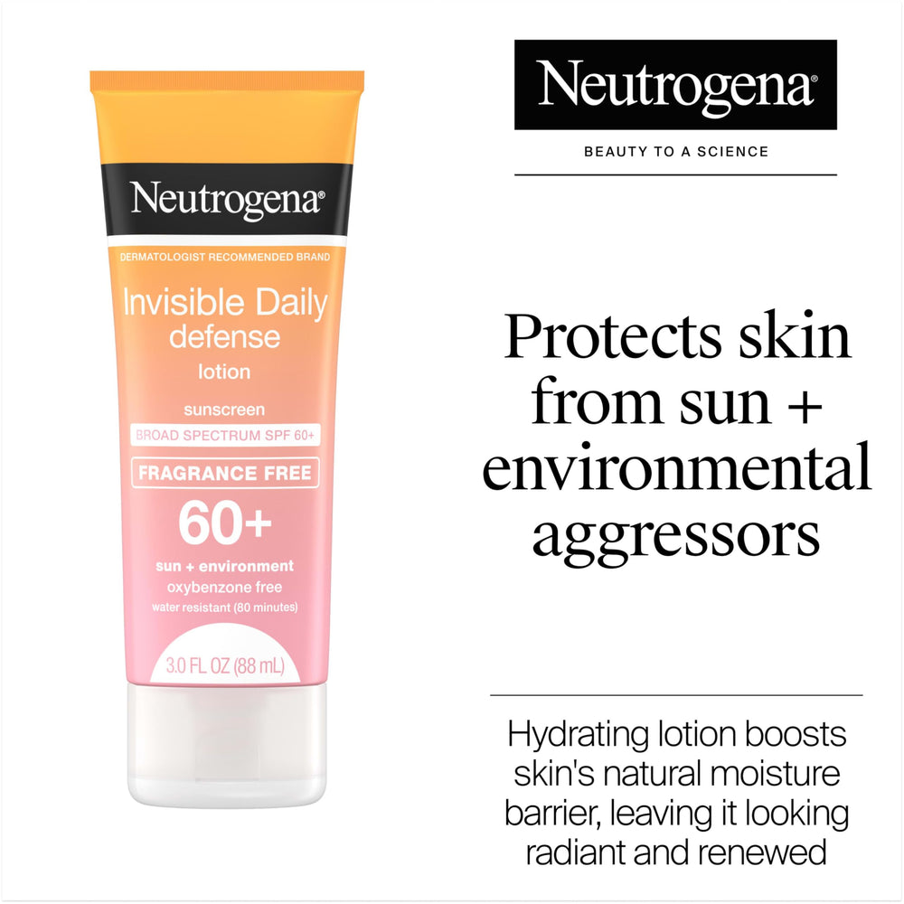 Neutrogena Invisible Daily Defense ofrece acabado seco e invisible en todas las pieles.