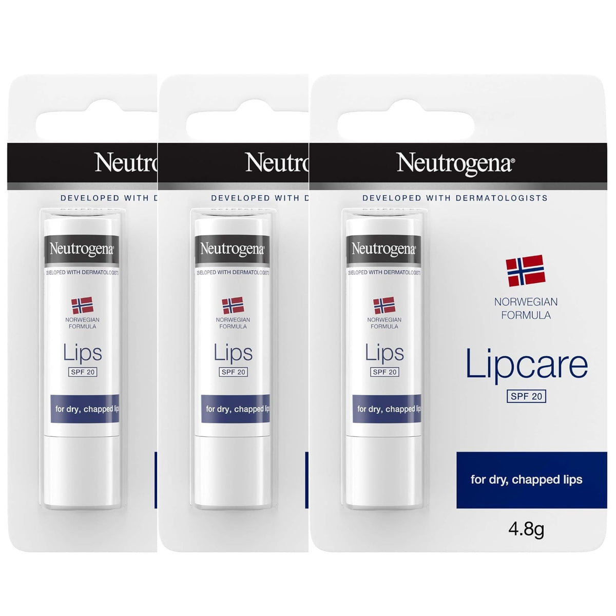 Neutrogena Lipcare Stick Norwegian Formula protects dry lips with SPF 20