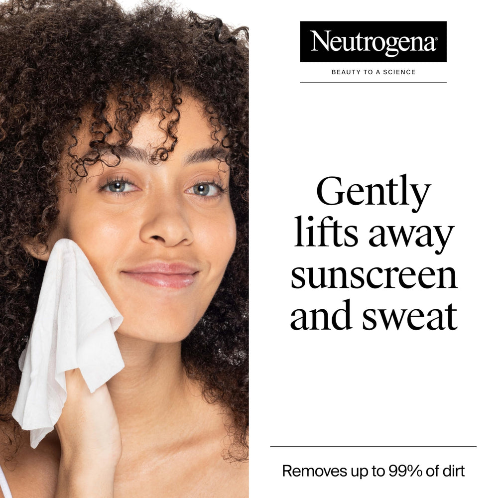 Neutrogena micellar wipes close-up highlighting soft cloth for gentle cleaning.