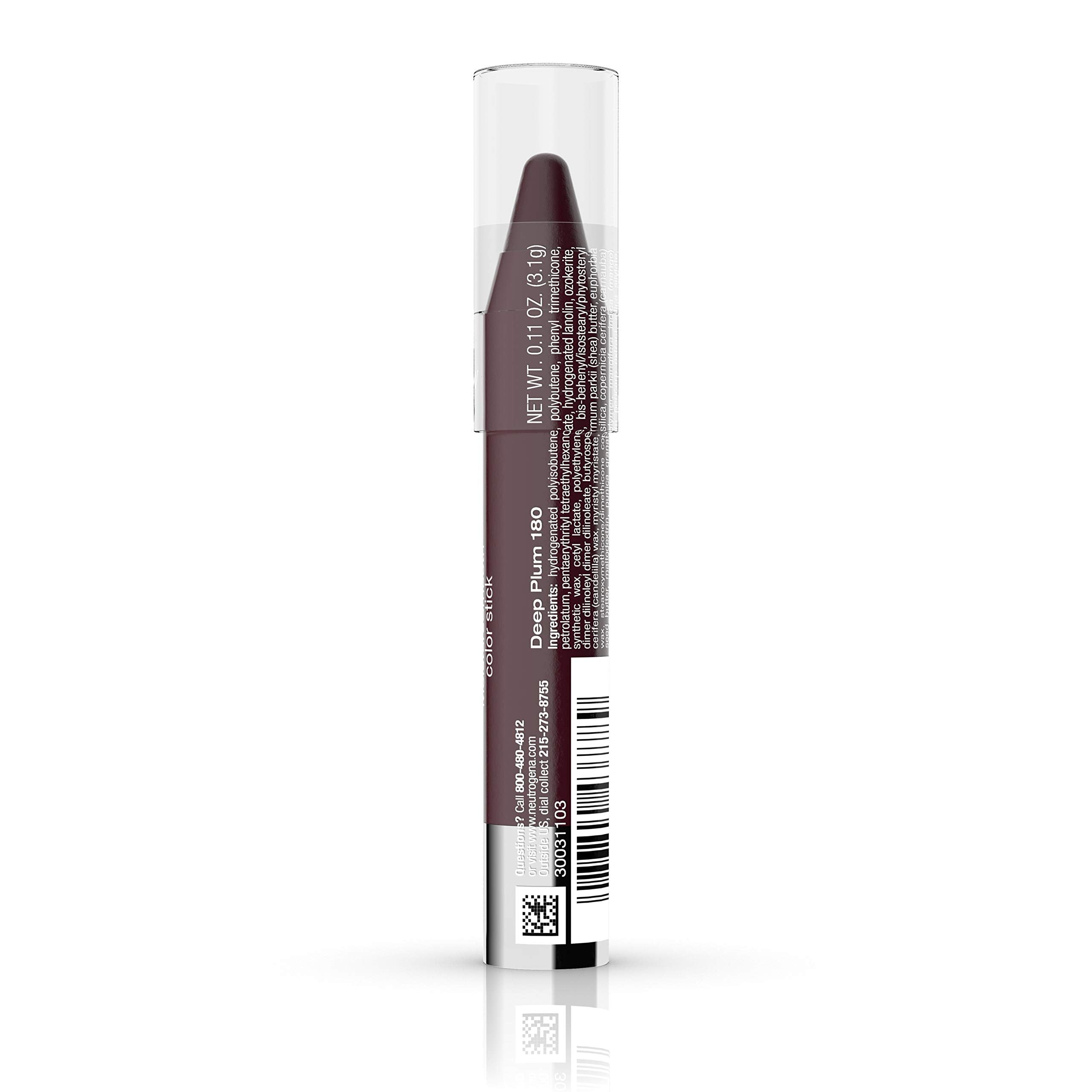 Deep Plum shade delivering rich color payoff on lips.